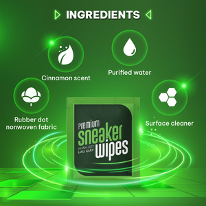 Ecowipes Lingettes non tissées de qualité supérieure pour baskets 150x200mm du Vietnam pour nettoyer vos chaussures 20 sachets par boîte avec points en caoutchouc - Product Image 2