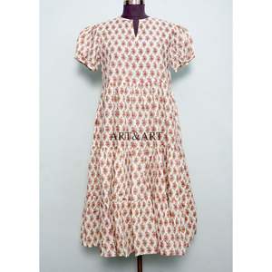 Vestido Midi de Verano para Mujer, Estilo A-Line, Estampado Floral Dulce, Moderno, No Tejido, Ecológico, Transpirable, Lavable, Informal, para Fiestas - Product Image 1