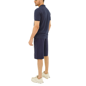 Conjunto de Camiseta Polo y Pantalones Cortos Azul Marino para Hombre, Tejido de Algodón Sólido, Atuendo Casual de Verano, Transpirable, Sin Costuras, Dos Piezas - Product Image 6