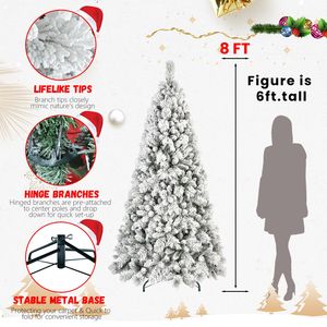 Albero di Natale Artificiale Innevato da 2,4 m Senza Luci con 1445 Punte Realistiche in PVC e Pino - Product Image 3