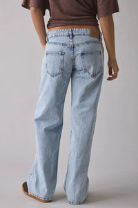 Jeans de mujer de cintura alta y pierna recta, lavados con efecto desgastado – Corte holgado informal - Product Image 5
