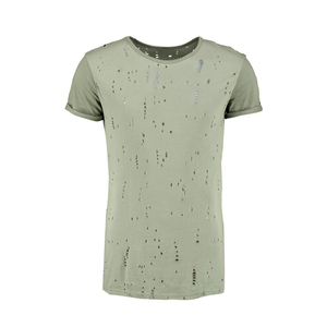 เสื้อยืดผู้ชาย OEM/ODM แบบดิสเทรส 100% ผ้าฝ้าย น้ำหนักเบา แขนสั้น สกรีนโลโก้ตามสั่ง สไตล์สตรีทแวร์ มีจำหน่าย - Product Image 2
