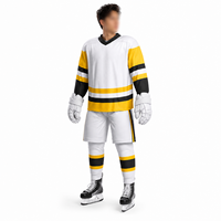 Ensemble de maillot et pantalon de hockey sur glace unisexe pour adultes, 100% polyester respirant, logo personnalisé, OEM, ODM, vente en gros, sublimation