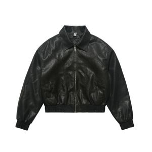 BlessTop Custom Windproof PU Leather <b>Jacket</b> Waterproof Lightweight Hooded Windbreaker Outdoor OEM Manufacturer <b>Men's</b> <b>Short</b> - Product Image 3
