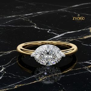 แหวนเพชรทรงรี 14K ทองคำแท้ แหวนหมั้นแบบมินิมอล เพชรเพาะเลี้ยงสำหรับเจ้าสาว เครื่องประดับสำหรับผู้หญิง - Product Image 2