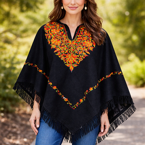 ผ้าคลุมไหล่ขนสัตว์ปักมือแบบดั้งเดิมจากแคชเมียร์ |   ผ้าคลุมลายดอกไม้ปักดิ้นหรูหรา |   ผ้าคลุมไหล่ฤดูหนาวสัมผัสนุ่มแบบพัชมีนา พรีเมียม - Product Image 1