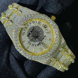 Splendid Diamond Moissanite Silver Case Men's Analog Quartz Luxury <b>Watch</b> Roman Numeral Hidden Clasp 28mm Sapphire <b>Crystal</b> ETA - Product Image 5
