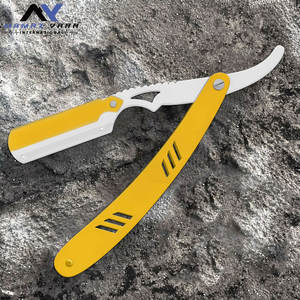 Rasoirs de toilettage jaunes et blancs haut de gamme, faits à la main, à verrouillage pivotant, en acier inoxydable, pour un rasage soyeux et précis, jetables pour barbiers - Product Image 2