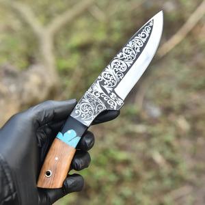 Pasha Enterprises Custom Engraved Industrial Grade Fixed Blade <b>Drop</b> Point Outdoor Utility Combat Knife Wood Resin Handle Full - Product Image 4