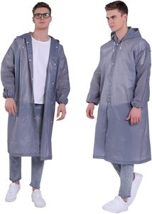 Quality <b>Long</b> Rain Jacket Waterproof Hooded <b>Coat</b> for Men and Women Clear Green Rainwear <b>Lightweight</b> Travel Windbreaker New Top - Product Image 3