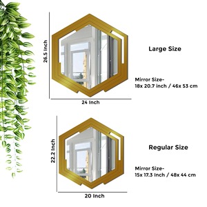 Miroir mural octogonal en métal doré au design moderne, miroir décoratif, décoration murale moderne, miroir pour salle à manger, miroir pour hôtel, espace repas - Product Image 3