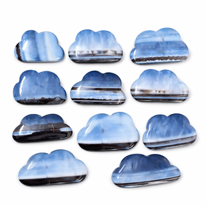 Ópalo Azul Natural con Patrón de Rayas, Cristal Tallado en Forma de Nube, Piedra Curativa Pulida, Decorativa, Reiki, Meditación, Decoración del Hogar - Product Image 1