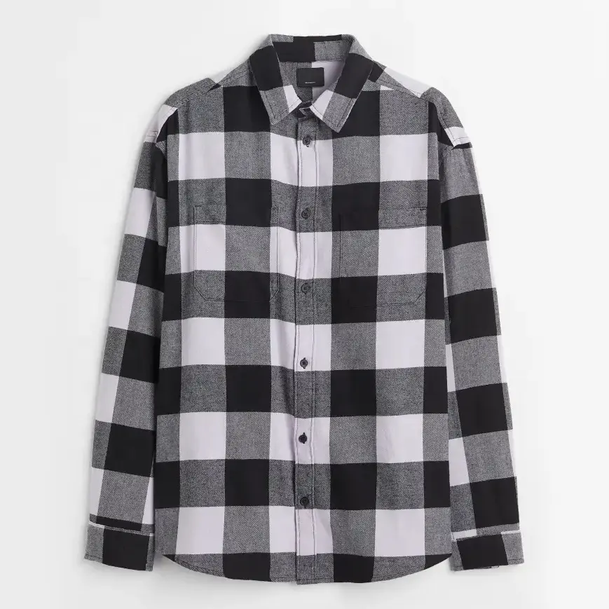 Factory Price Manufacturer Custom 100% Cotton Merino Wool Work Shirt Long Sleeve Wholesale Flannel Plain Plaid Shirt For Men