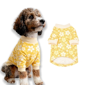 เสื้อยืดสุนัขพิมพ์ลายตามสั่ง OEM ODM เสื้อผ้าสัตว์เลี้ยงลายดอกไม้ผ้าฝ้ายโพลีเอสเตอร์พิมพ์ลายดิจิตอลสำหรับสุนัขและแมว - Product Image 1