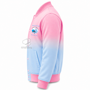 แจ็คแอนด์จิล ออฟ อเมริกา เสื้อแจ็คเก็ตวาร์ซิตี้ผ้าซาตินแบบไล่เฉดสีสำหรับผู้หญิง ปักลายตัวอักษรกรีก กระดุมแป๊ก คอปกและปลายแขนเสื้อถักแบบริบ  เสื้อคลุมสำหรับสวมทับ - Product Image 3