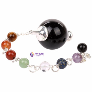 Pendentif boule d'améthyste avec chaîne de chakra pour cadeaux d'affaires, vente en gros, pendules en agate de la meilleure qualité de Amayra Crystals - Product Image 3