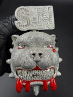 Pendentif Bouledogue Personnalisé de Créateur en Argent Sterling 925 avec Diamants VVS, Chaîne Hip Hop Givrée, Bijou 3D Dessin Animé Unisexe pour Fête