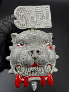 Colgante Personalizado de Bulldog de Diseño Exclusivo, Plata de Ley 925 con Moissanita VVS, Cadena Hip Hop con Incrustaciones, Joyería 3D de Dibujos Animados Unisex - Product Image 4