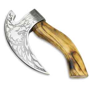 Hacha de Pizza de Acero con Alto Contenido de Carbono, Grado Industrial, con Funda de Cuero Fino y Mango de Madera, Forjada a Mano, Estilo Vikingo, para Cortar Pizza - Product Image 1