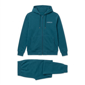 Hawk Eye Sports <b>Men's</b> Slim Fabric Fleece 300g Winter <b>Pullover</b> Hoodie Full-Length Button-Up Tracksuit Set Breathable - Product Image 6