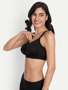 สปอร์ตบราสีดำสำหรับผู้หญิง แบบไร้ตะเข็บ รองรับการออกกำลังกายได้ดี - Product Image 2
