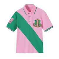   Polo rose premium 08 pour femme, broderie lettres grecques, col classique, manches courtes, haut décontracté, tissu de haute qualité, confort optimal