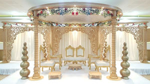 Mandap de Boda Triple de FRP, el Más Hermoso, Decoración para Boda Maharani, Mandap de Boda Gujarati en Línea, Decoración para Boda con Tres Pilares, EE. UU. - Product Image 2