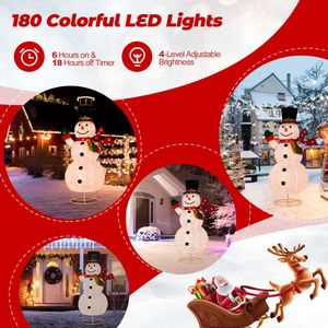Pupazzo di Neve Illuminato di 1,8 Metri per Decorazioni Natalizie da Esterno, 180 Luci LED Colorate, Ornamento Gonfiabile Natalizio da Giardino - Product Image 6