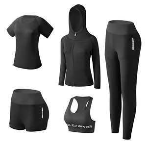 Chándal de gimnasio para mujer con cremallera completa o media cremallera, chaqueta con capucha o sin capucha, pantalones jogger, ajustado, oversize, transpirable - Product Image 3