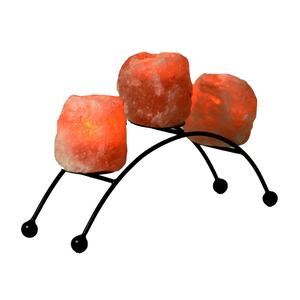 Vente en gros de haute qualité sel rose de l'Himalaya bougeoir à trois trous forme naturelle sculptée lampe de décoration bas quantité minimale de commande - Product Image 1