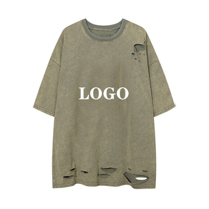 T-shirt homme col rond à manches courtes en coton respirant et doux, style streetwear, délavé à l'acide, effet soleil, effet usé, coupe classique - Product Image 5