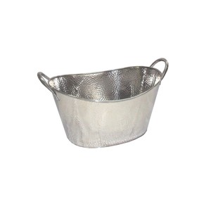 Hammered Galvanized Iron Round Beverage Tub Ice Bucket Party <b>Drink</b> <b>Cooler</b> with Handles Modern Outdoor Hospitality Barware - Product Image 3