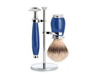 <b>Shaving</b> Set Pure Badger Hair Men's <b>Shaving</b> <b>Kit</b> Beard Grooming Set with Twin Blade Razor Stand Bowl Leather Professional Quality - Product Image 5