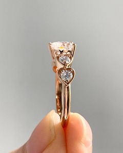 1.5 CT Heart Cut Lab Grown Diamond Ring Five <b>Stone</b> Wedding Ring Minimalist Engagement Ring for Women Romantic Rose Gold Ring - Product Image 4