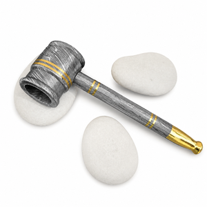 Jexmoo Pipa de Fumar Reutilizable de Acero de Damasco Hecha a Mano, de Metal Premium, con Funda de Cuero, Regalo para Papá, Esposo, Novio - Product Image 5