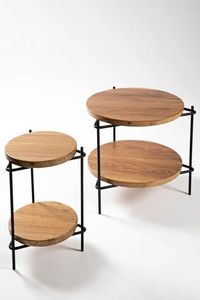 Modern Round <b>Wood</b> Coffee <b>Table</b> With Metal Frame Industrial Design Storage Living Room Furniture - Product Image 5