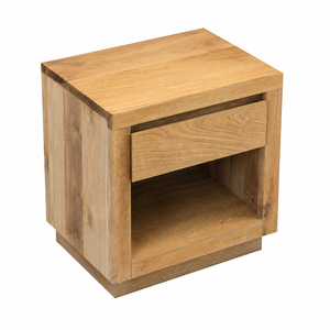 Mesa de Noche Moderna Premium Solano de Madera de Teca Sólida con un Cajón y Estante Abierto, Muebles de Madera para Dormitorio, para Uso en Hoteles - Product Image 3