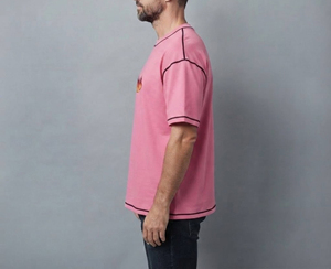 เสื้อยืดฮิปฮอปผู้ชายคอตตอน 100% หนัก 180 กรัม รุ่นใหม่ล่าสุด  คอกลม  ไซส์ใหญ่  สีชมพู  รับสกรีนโลโก้ - Product Image 3