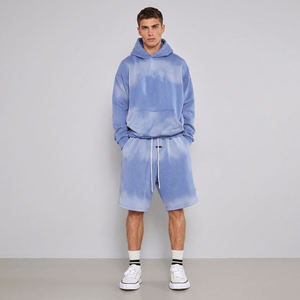 OEM Custom Logo High Street Oversized Hoodie and Shorts Set Vintage Acid Wash Streetwear Heavyweight <b>Tracksuit</b> 2 Piece Set - Product Image 1