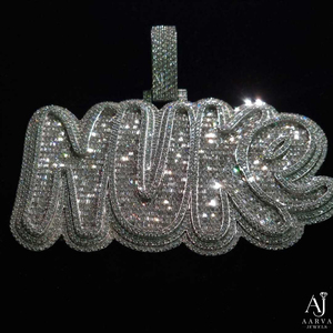 Pendentif Breloque Personnalisé Lettre Script Moissanite Taille Brillant Plaqué Rhodium/Or/Or Rose Argent 925 Style Hip Hop Unisexe - Product Image 1
