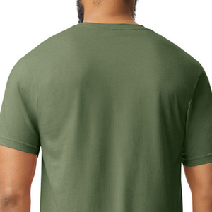 T-shirt homme vert olive de qualité supérieure, coupe classique, en jersey de coton, col rond, couleur unie, design simple, en vente - Product Image 5