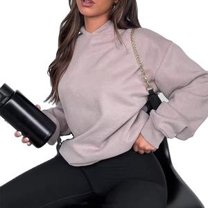 เสื้อมีฮู้ดโอเวอร์ไซส์ผ้าฟลีซผ้าคอตตอนสีล้วนสำหรับผู้หญิง, เสื้อมีฮู้ดขนาดใหญ่พิเศษระบายอากาศได้สำหรับฤดูหนาว - Product Image 1