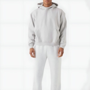 Ensemble jogging et sweat à capuche en polaire pour homme, style streetwear décontracté, coupe ample, avec logo personnalisé, vente en gros pour acheteurs en gros. - Product Image 2