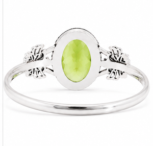 Cut Peridot Silver <b>Bangle</b> <b>Bracelet</b>, 925 Sterling Silver Green Gemstone <b>Bangle</b>, Oval Peridot Statement Jewelry, Women’s Gift - Product Image 2