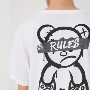 เสื้อยืดคอกลมแขนสั้นผ้าฝ้ายเจอร์ซีย์สีขาวสำหรับผู้ชาย พิมพ์ลายโลโก้ด้านหน้า ทรงลำลองพอดีตัว - Product Image 6