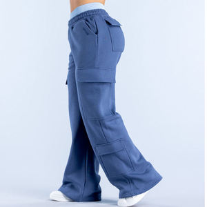 Pantalon de survêtement bleu pour homme avec taille élastique et plusieurs poches, pantalon de jogging décontracté en tissu tricoté respirant, idéal pour l'automne - Product Image 2