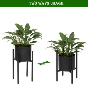 Set di 2 Supporti per Piante in Metallo Nero da Interno, Eleganti Tavolini per Arredamento Casa - Product Image 4