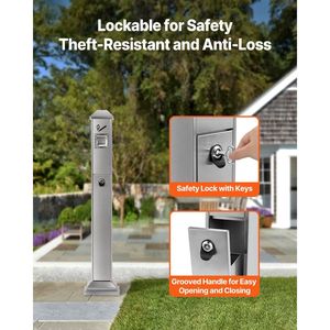 Cendrier carré extérieur en acier inoxydable avec 4 ouvertures de rejet et couvercle supérieur pour mégots de cigarette - Product Image 5