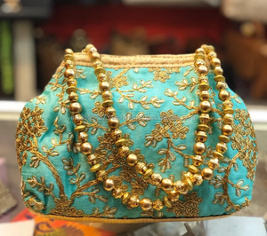 Bolso de Mano de Tela de Seda con Cuentas y Bordado Hecho a Mano en India, Bolso de Noche, Regalo de Boda, Recuerdo de Año Nuevo Chino, Bolsas de Regalo para Fiestas - Product Image 1