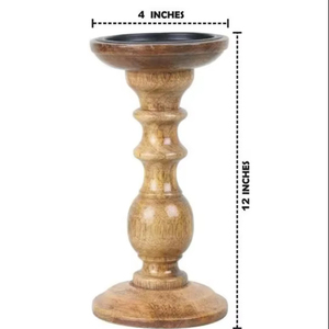 Portavelas de Madera de Mango Hecho a Mano con Diseño Rústico para Decoración del Hogar, Decoración Rústica para Sala de Estar en Halloween - Product Image 1